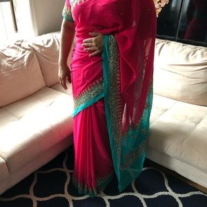 Festive georgette wedding Saree.